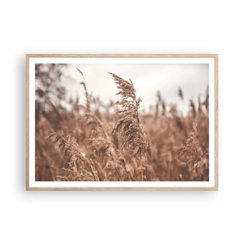 Poster in light oak frame - Autumn Has Arrived in the Fields - 100x70 cm