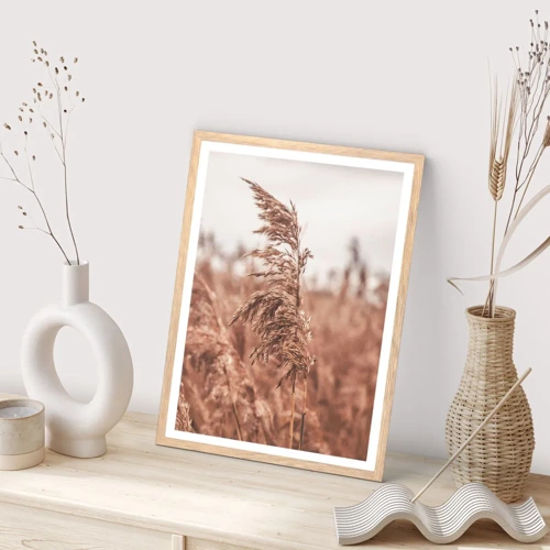 Poster in light oak frame - Autumn Has Arrived in the Fields - 50x70 cm