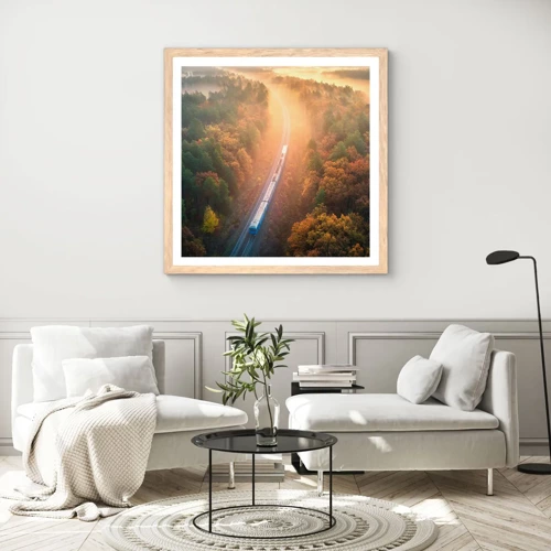 Poster in light oak frame - Autumn Trip - 30x30 cm