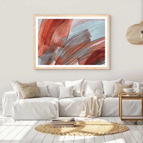 Poster in light oak frame - Autumnal and Windy Abstract - 100x70 cm