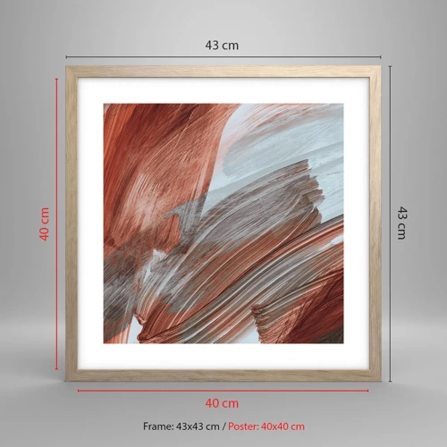 Poster in light oak frame - Autumnal and Windy Abstract - 40x40 cm