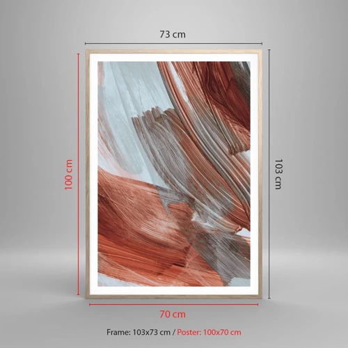 Poster in light oak frame - Autumnal and Windy Abstract - 70x100 cm