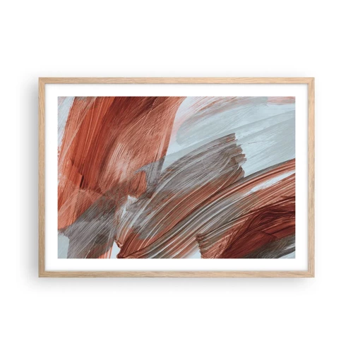 Poster in light oak frame - Autumnal and Windy Abstract - 70x50 cm