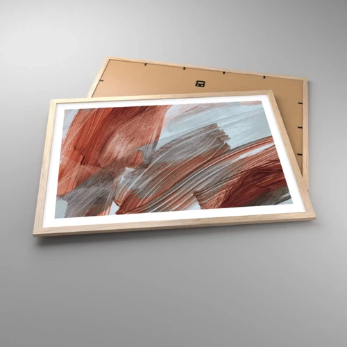 Poster in light oak frame - Autumnal and Windy Abstract - 70x50 cm