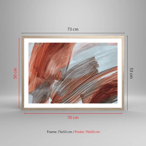 Poster in light oak frame - Autumnal and Windy Abstract - 70x50 cm