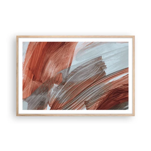 Poster in light oak frame - Autumnal and Windy Abstract - 91x61 cm