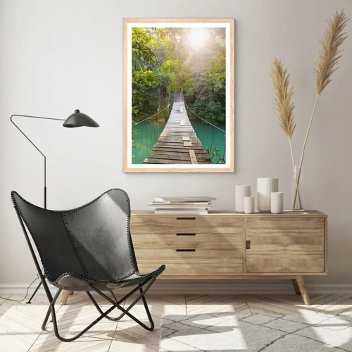 Poster in light oak frame - Azure Water in Azure Forest - 30x40 cm