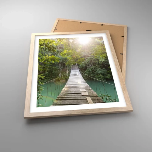 Poster in light oak frame - Azure Water in Azure Forest - 40x50 cm