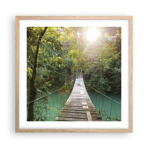 Poster in light oak frame - Azure Water in Azure Forest - 50x50 cm