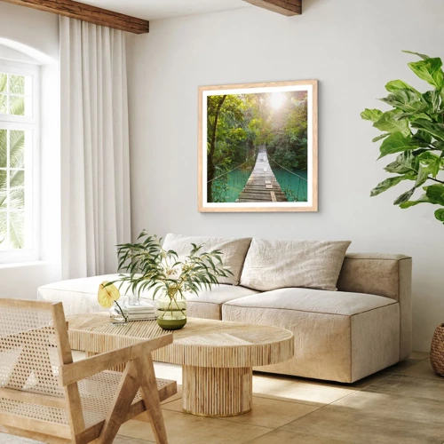 Poster in light oak frame - Azure Water in Azure Forest - 50x50 cm