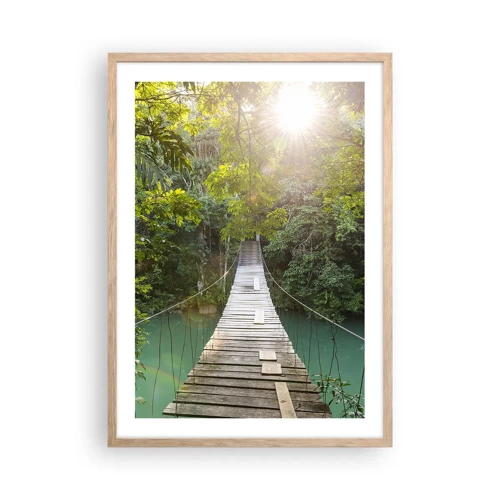 Poster in light oak frame - Azure Water in Azure Forest - 50x70 cm