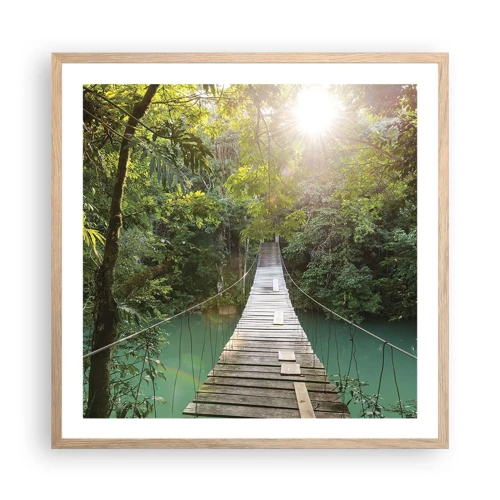 Poster in light oak frame - Azure Water in Azure Forest - 60x60 cm