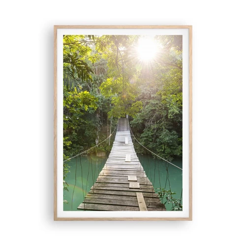 Poster in light oak frame - Azure Water in Azure Forest - 70x100 cm