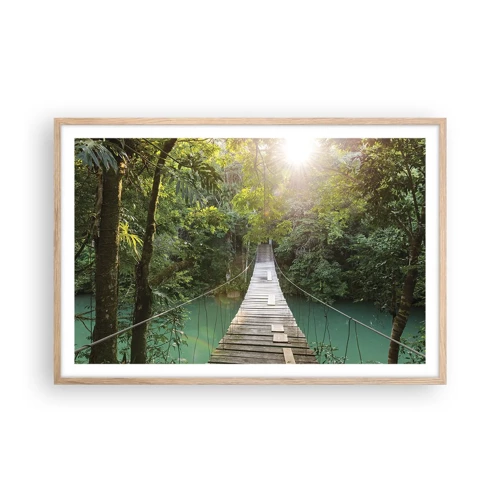 Poster in light oak frame - Azure Water in Azure Forest - 91x61 cm