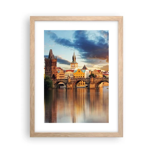 Poster in light oak frame - Beautiful Prague - 30x40 cm