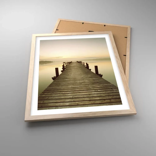 Poster in light oak frame - Before Dawn, Dawn, Light - 40x50 cm