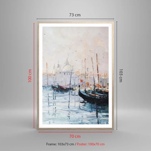 Poster in light oak frame - Behind Water behind Fog - 70x100 cm