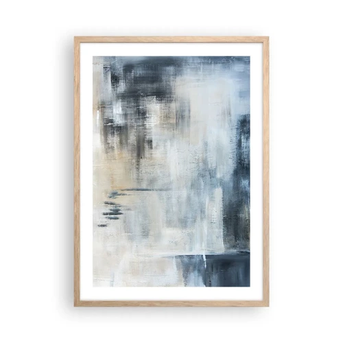 Poster in light oak frame - Behind the Curtain of Blue - 50x70 cm