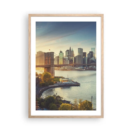 Poster in light oak frame - Big City Dawn - 50x70 cm