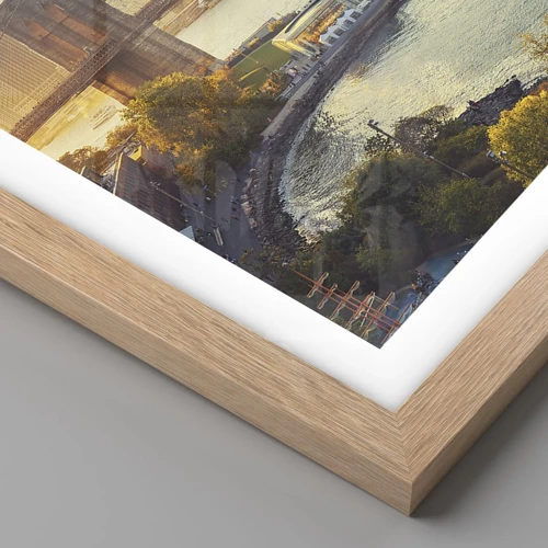 Poster in light oak frame - Big City Dawn - 60x60 cm