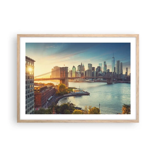 Poster in light oak frame - Big City Dawn - 70x50 cm