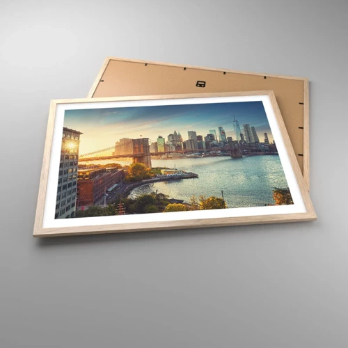 Poster in light oak frame - Big City Dawn - 70x50 cm