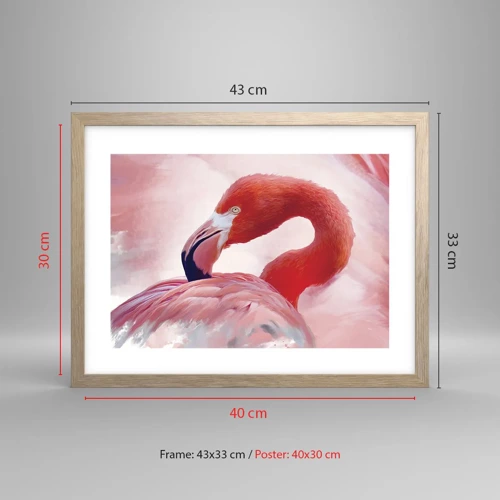 Poster in light oak frame - Bird Look - 40x30 cm