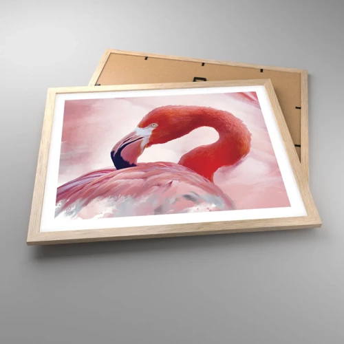 Poster in light oak frame - Bird Look - 50x40 cm