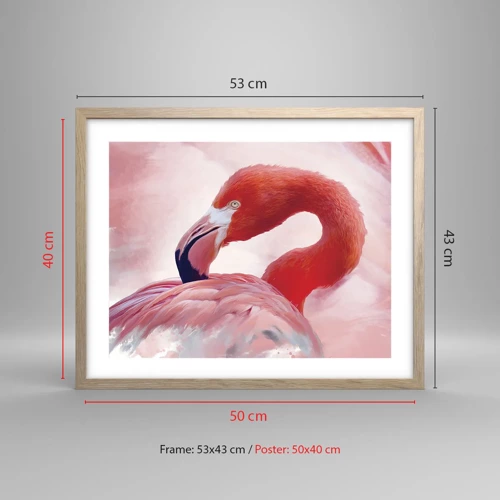 Poster in light oak frame - Bird Look - 50x40 cm