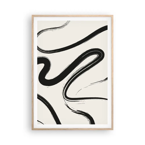 Poster in light oak frame - Black and White Fancy - 70x100 cm