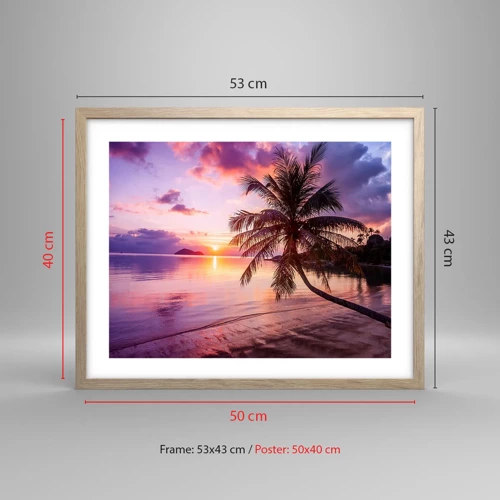 Poster in light oak frame - Bliss up to the Horizon - 50x40 cm