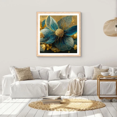 Poster in light oak frame - Blossoming in Gold - 50x50 cm