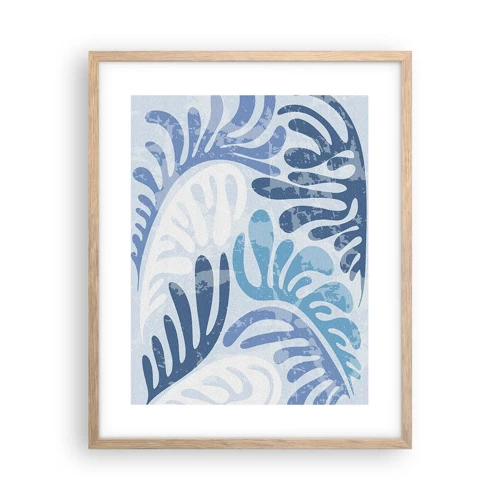 Poster in light oak frame - Blue Ferns - 40x50 cm