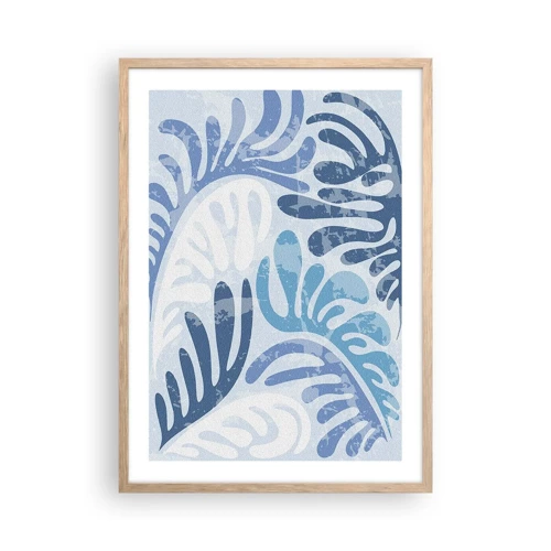 Poster in light oak frame - Blue Ferns - 50x70 cm