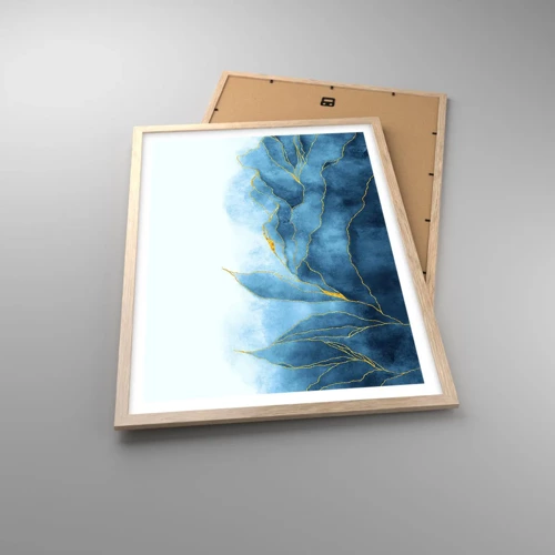 Poster in light oak frame - Blue In Gold - 50x70 cm