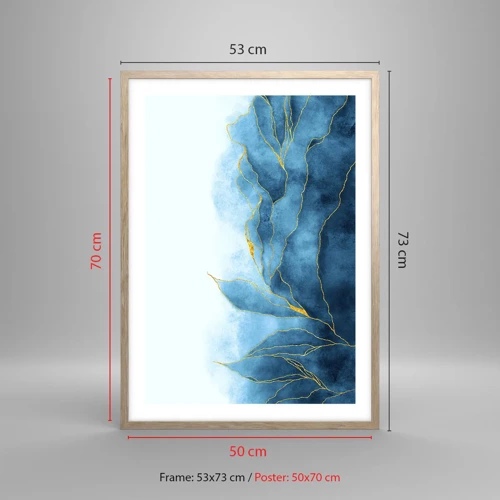 Poster in light oak frame - Blue In Gold - 50x70 cm