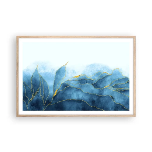 Poster in light oak frame - Blue In Gold - 91x61 cm
