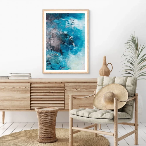 Poster in light oak frame - Blue Rhapsody - 70x100 cm