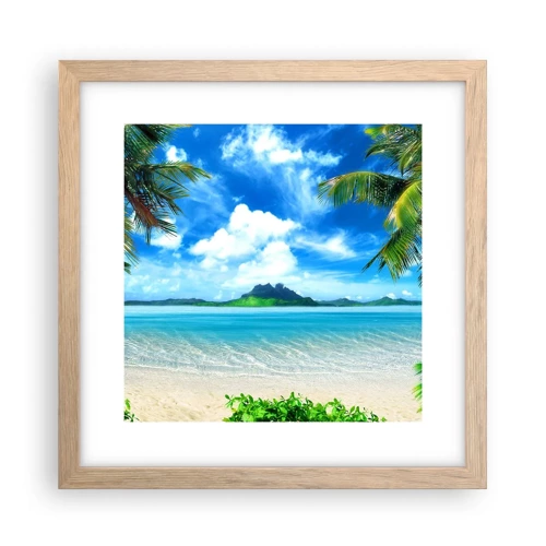 Poster in light oak frame - Blue Tropics - 30x30 cm