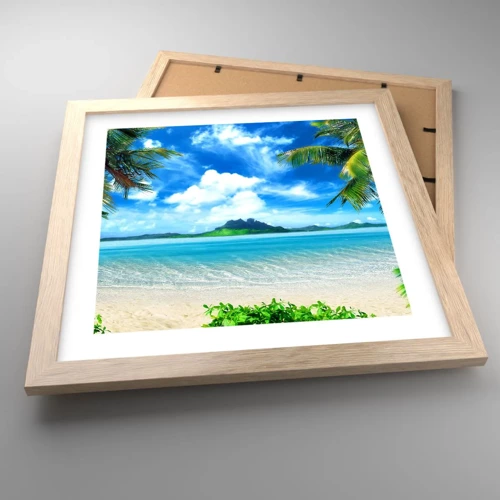 Poster in light oak frame - Blue Tropics - 30x30 cm