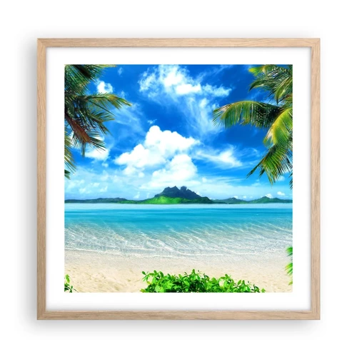 Poster in light oak frame - Blue Tropics - 50x50 cm