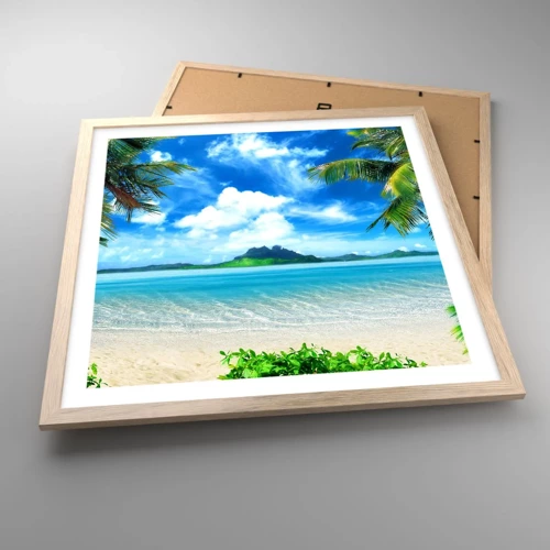 Poster in light oak frame - Blue Tropics - 50x50 cm