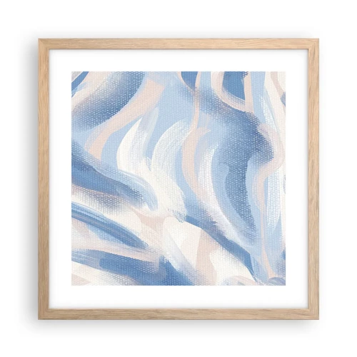 Poster in light oak frame - Blue Waves - 40x40 cm