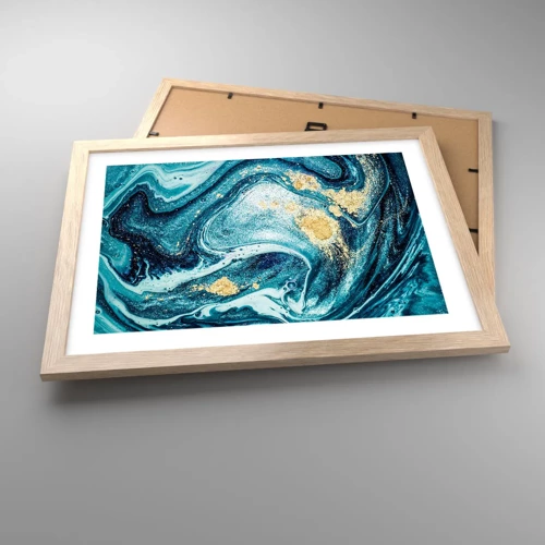 Poster in light oak frame - Blue Whirl - 40x30 cm