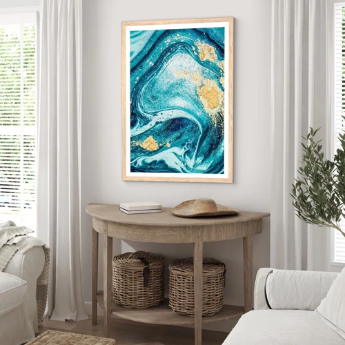 Poster in light oak frame - Blue Whirl - 40x50 cm