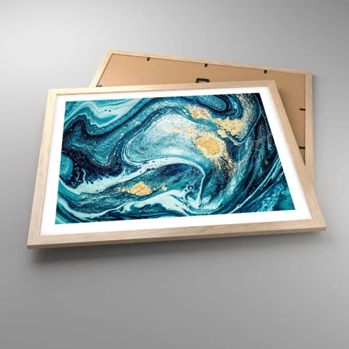 Poster in light oak frame - Blue Whirl - 50x40 cm