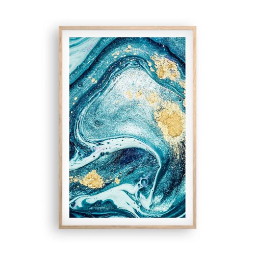 Poster in light oak frame - Blue Whirl - 61x91 cm