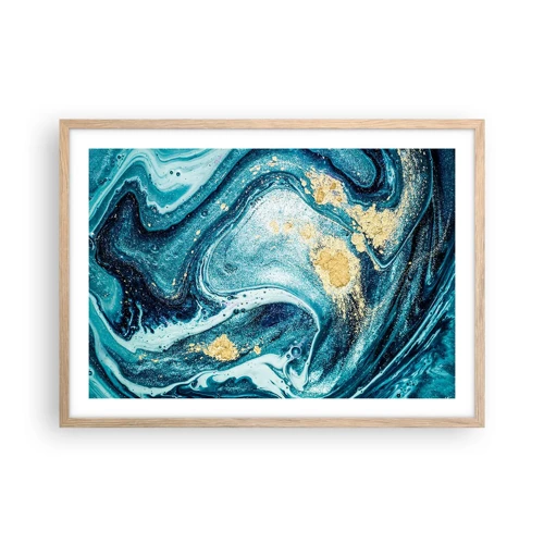 Poster in light oak frame - Blue Whirl - 70x50 cm