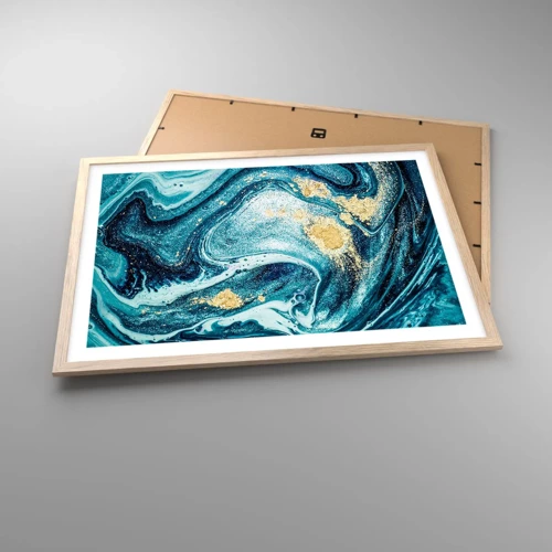 Poster in light oak frame - Blue Whirl - 70x50 cm