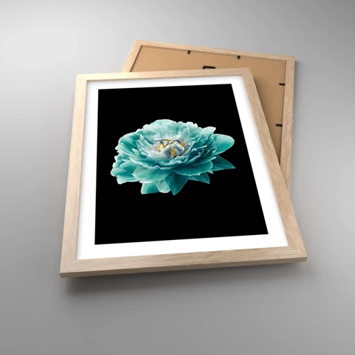 Poster in light oak frame - Blue and Gold Petals - 30x40 cm